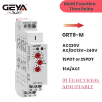 GEYA GRT8-M 16A Relé temporizador multifunción con 10 opciones de funciones AC DC 12V 24V 220V 230V Relé de tiempo