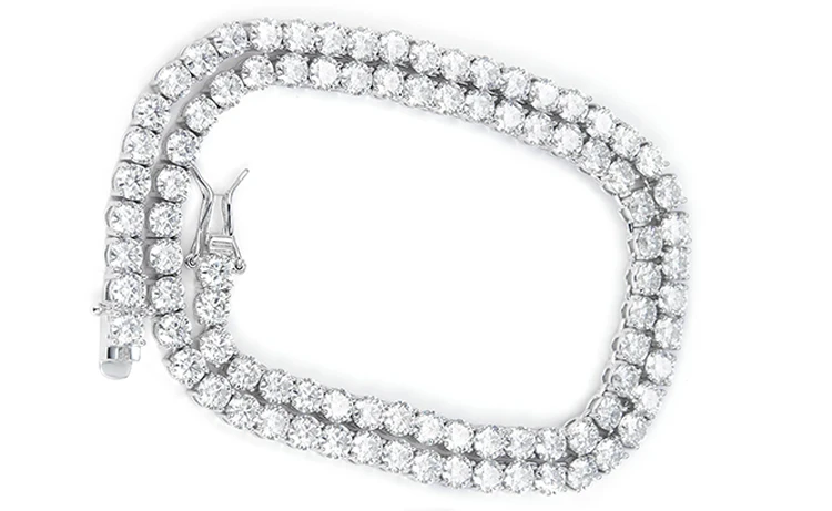 Silver Sterling 925 GRA Certificate Pass Diamond Tester Moissanite Diamond 3mm Chain Iced Out Tennis Chain.