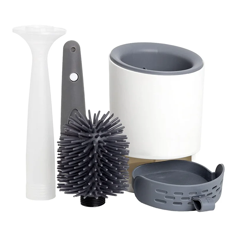 

Toilet Brush,Refillable Handle Dispenses Gel Toilet Cleaner , Ventilated Holder For Sanitary Storage -Toilet Scrub Brush