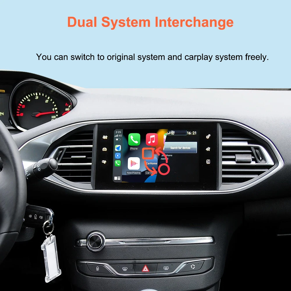 Bonroad Wireless Carplay Android Auto Nachrüst-Kits, passend für Peugeot&Citroren SMEG&MRN NAC 208 308 508 3008&C4 DS3 DS4 DS5 – Detail 7