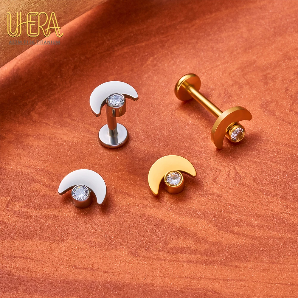 G23 ASTM F136 Titan Labret Stud mit Schmetterlings-Mond-Top und Baguette-Zirkonia, Innengewinde, für Knorpel-, Ohr-, Lippen- und Körperpiercings – Detail 9