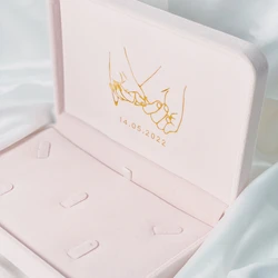 Caja de joyería de franela personalizada, caja de regalo para collar, anillo, pendiente, pulsera de uñas, cajas de joyería para novia, dama de honor, caja de joyería de boda