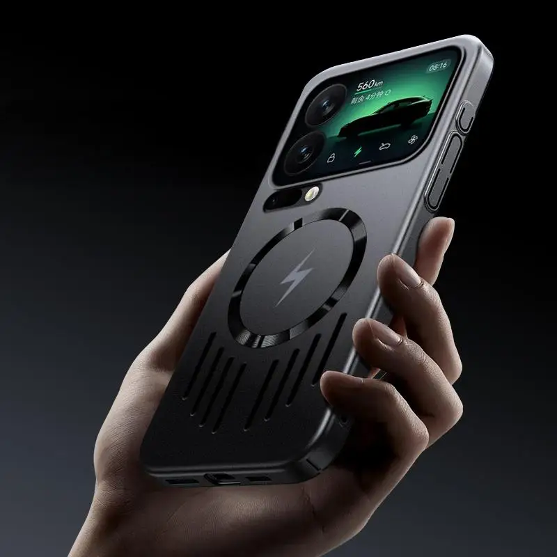 حافظة فاخرة رفيعة لتبديد الحرارة لهاتف Magsafe لهاتف Xiaomi 17 ProMax 15 14 Pro غطاء تبريد مغناطيسي مجوف للشحن اللاسلكي #1