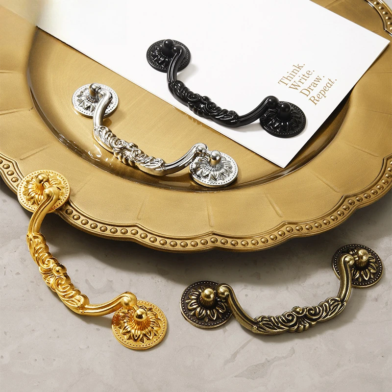 Simple European-style vintage handle for cabinets, drawers, shoe cabinets, small handles, bedside tables, European-style zinc al