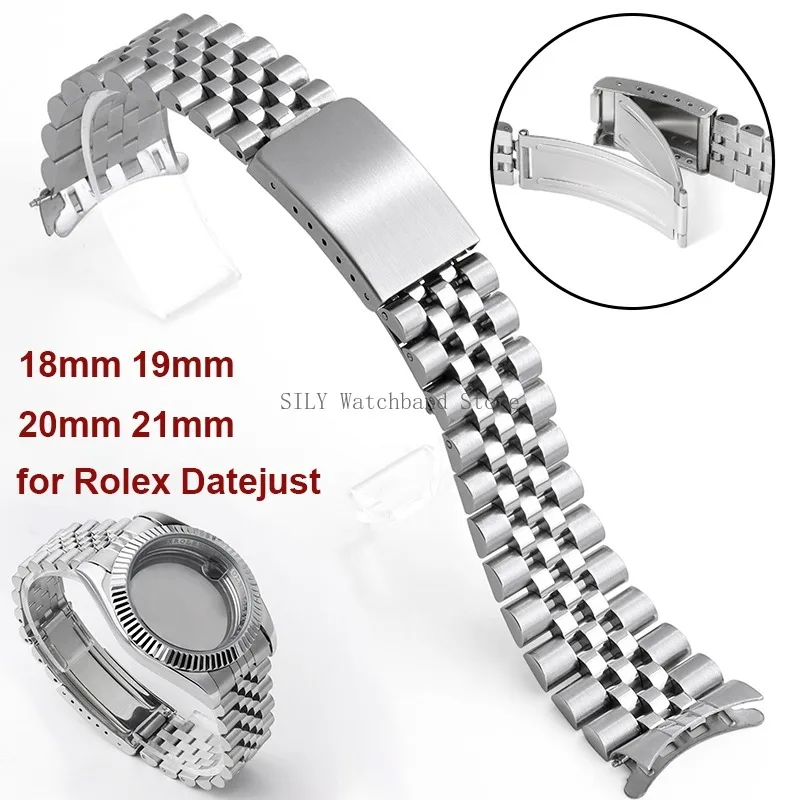 18mm 19mm 20mm 21mm massief roestvrijstalen band curve end metalen horlogebanden sport polsband zakelijke armband voor Rolex Datejust