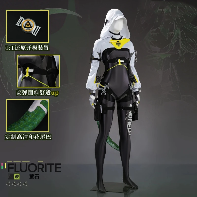 Disfraz de Cosplay de Fluorite del Juego Arknights, Mono de Anime para Mujer, Conjunto Completo, Ropa para Juego de Roles, Disfraz para Halloween, Comi-con y Fiestas, Nuevo
