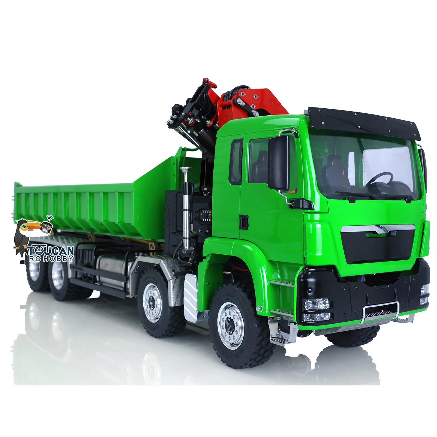 Outdoor Toys LESU 1/14 8*8 RC Dumper Roll on/off Hydraulic Crane Tipper Reversing Valve Toucan Painted Remote Truck for Adults