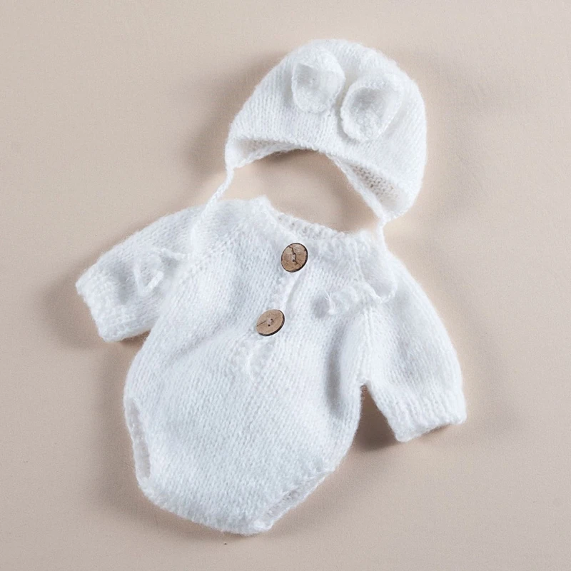 1 Set Knitted Baby Hat Romper Set Newborn Photography Props Outfit Infants Photo Shooting Clothing