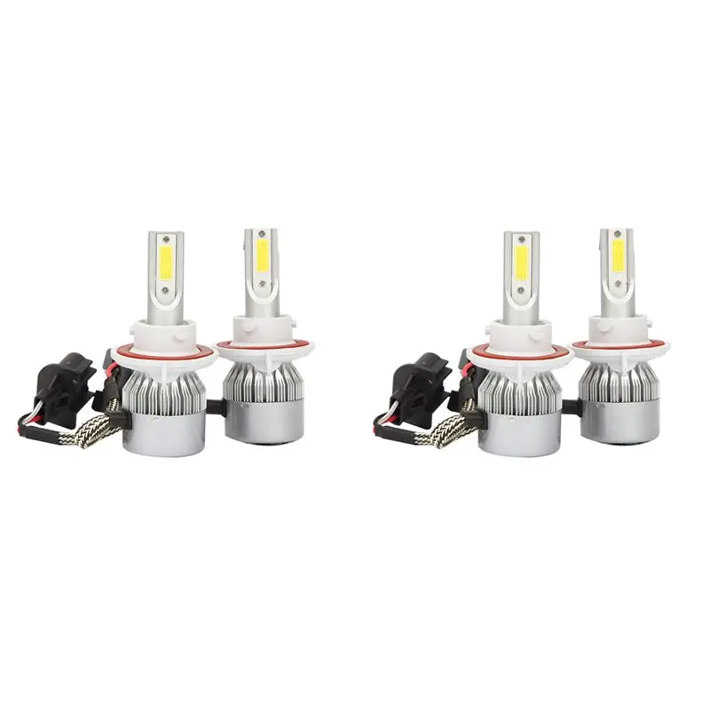 (4 Pack) For H13 / 9008 LED Headlight Bulb (Near And Far) C6 Conversion Kit, 72W 8500LM 6500K Cool White-X59A
