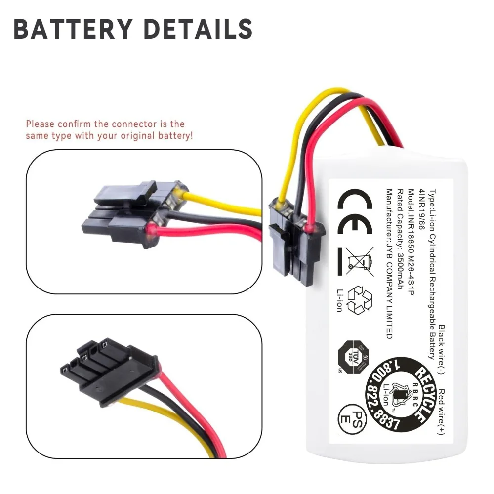 14.8V 3500mAh Li-ion Battery Replacement for iRobot Roomba Combo Essential Vac Essential Q011 Q012020 Y0110 Y0140 Y011240
