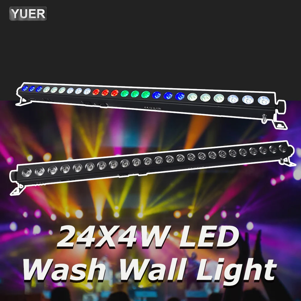 

YUER NEW 24X4W RGBW 4IN1 LEDs Wall Wash Light DMX512 Disco Full Color Running Horse Bar Light For DJ LED Party Xmas Club Wedding