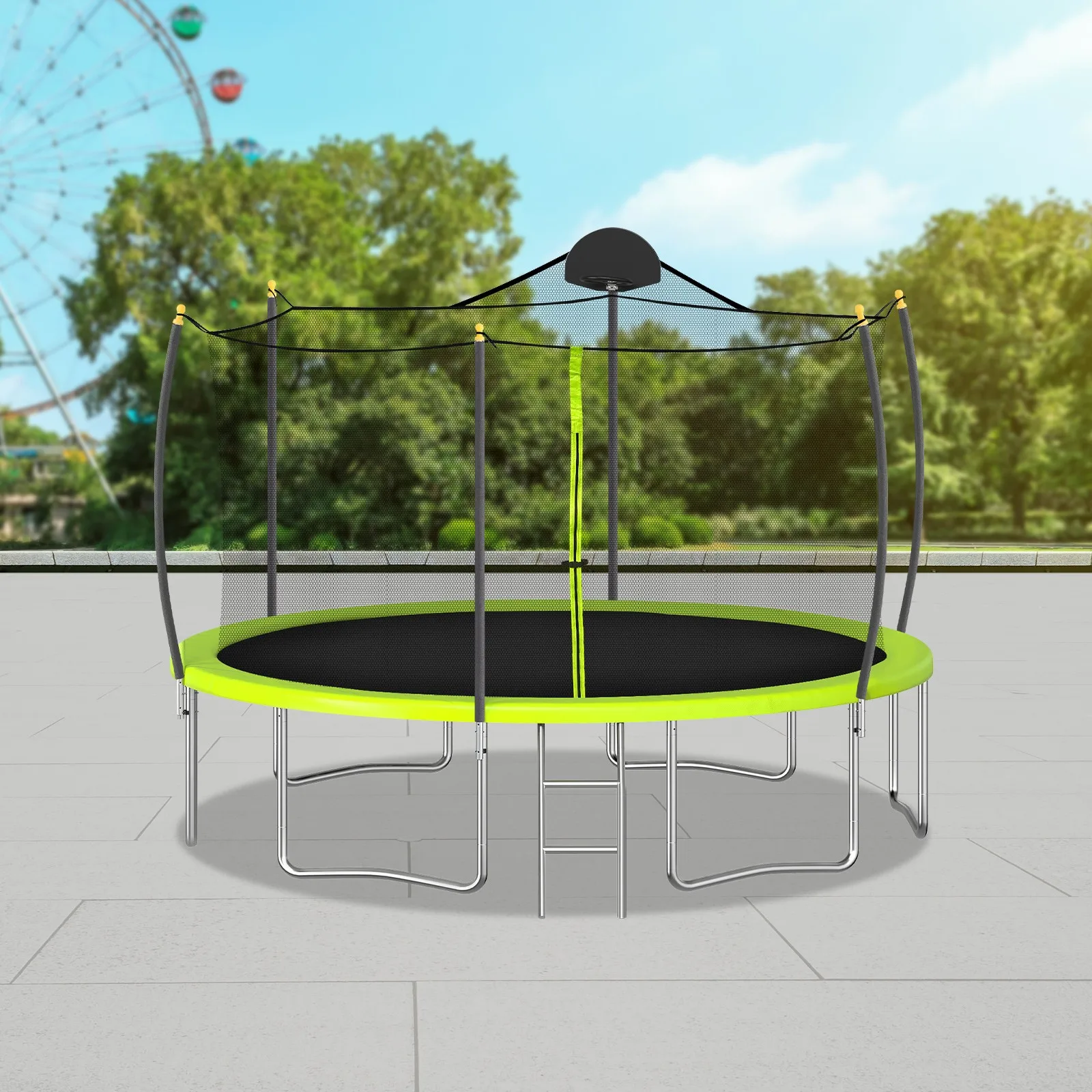 

Green 6 Thick Galvanized Steel Pipes Outdoor Product Support Foam-covered Column for All 6-bar Trampolines