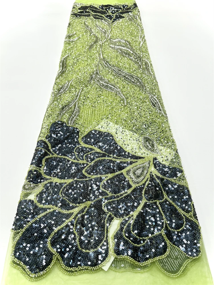 Tessuto africano del pizzo di lusso all'ingrosso in rilievo maglia francese nuovi tessuti africani 2025 tessuti di pizzo di tulle con paillettes per cucire