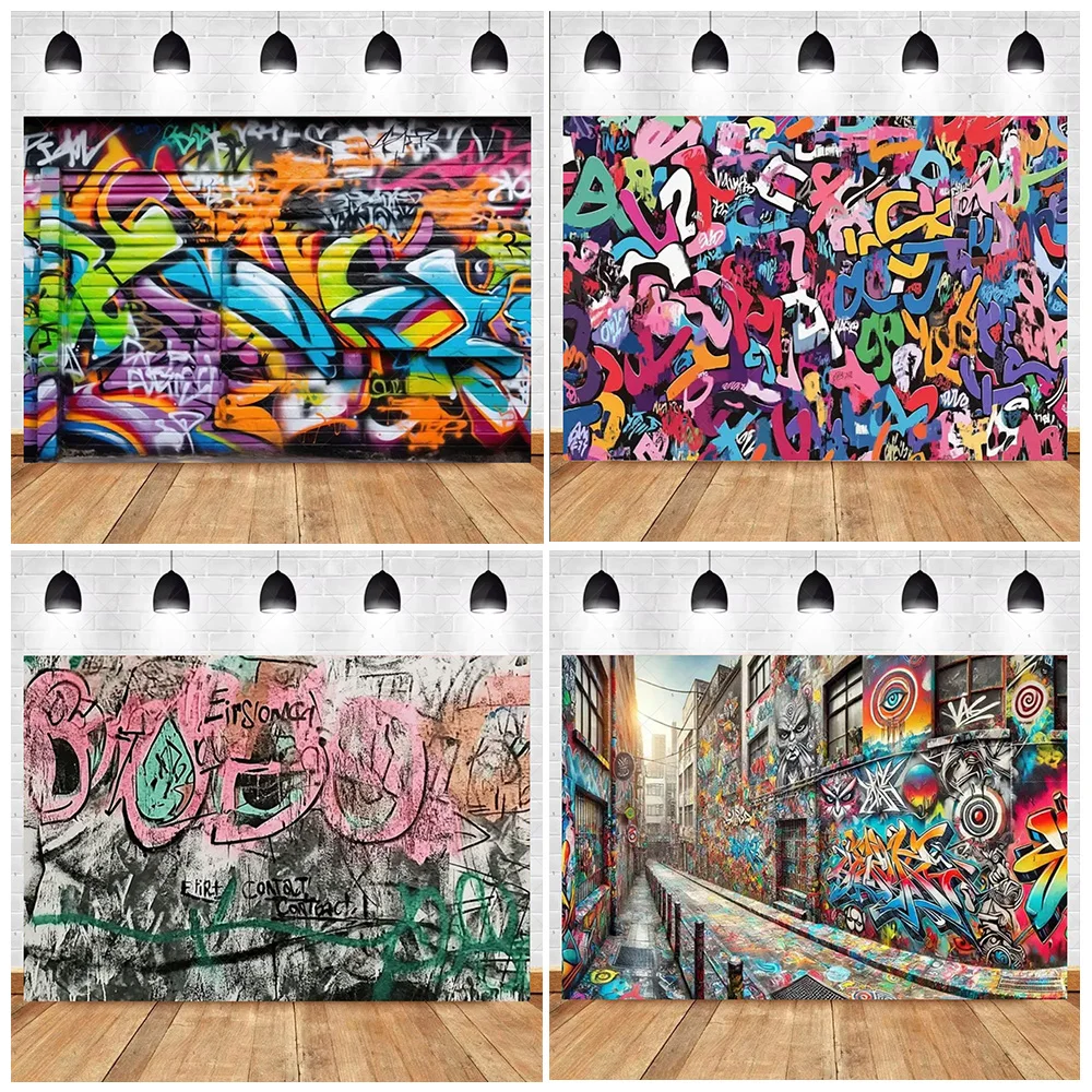 

Street Graffiti Wall Background Banner Fashionable Art Hip Hop Backdrop Supplies Party Decoration Photography Prop Photo Studio