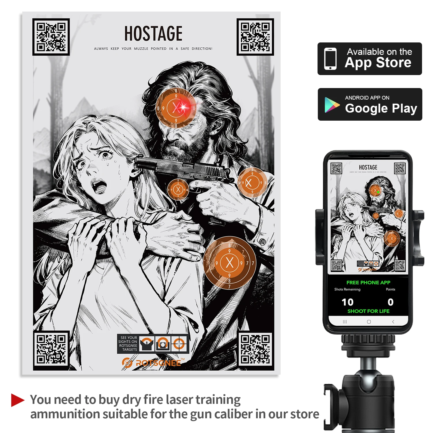 16Pcs Dry Fire Laser Training Targets, Smart Paper Target Compatible with G‑Sight App, Auto Detection & Scoring for Indoor Practice.