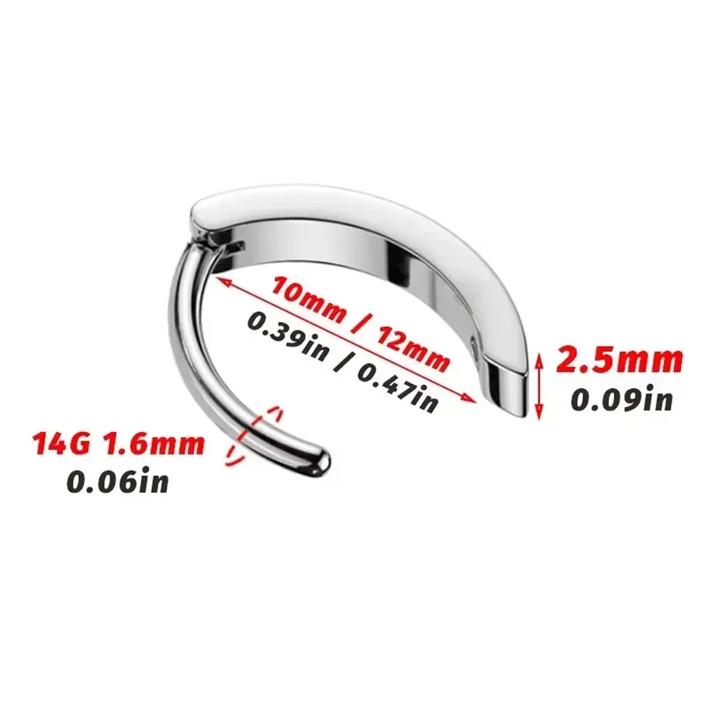 PUTITUP ASTM F136 Titanium Alloy Fashion Reverse Curve Belly Button Piercing Anodized 14G Spring Clasp Body Piercing Jewelry