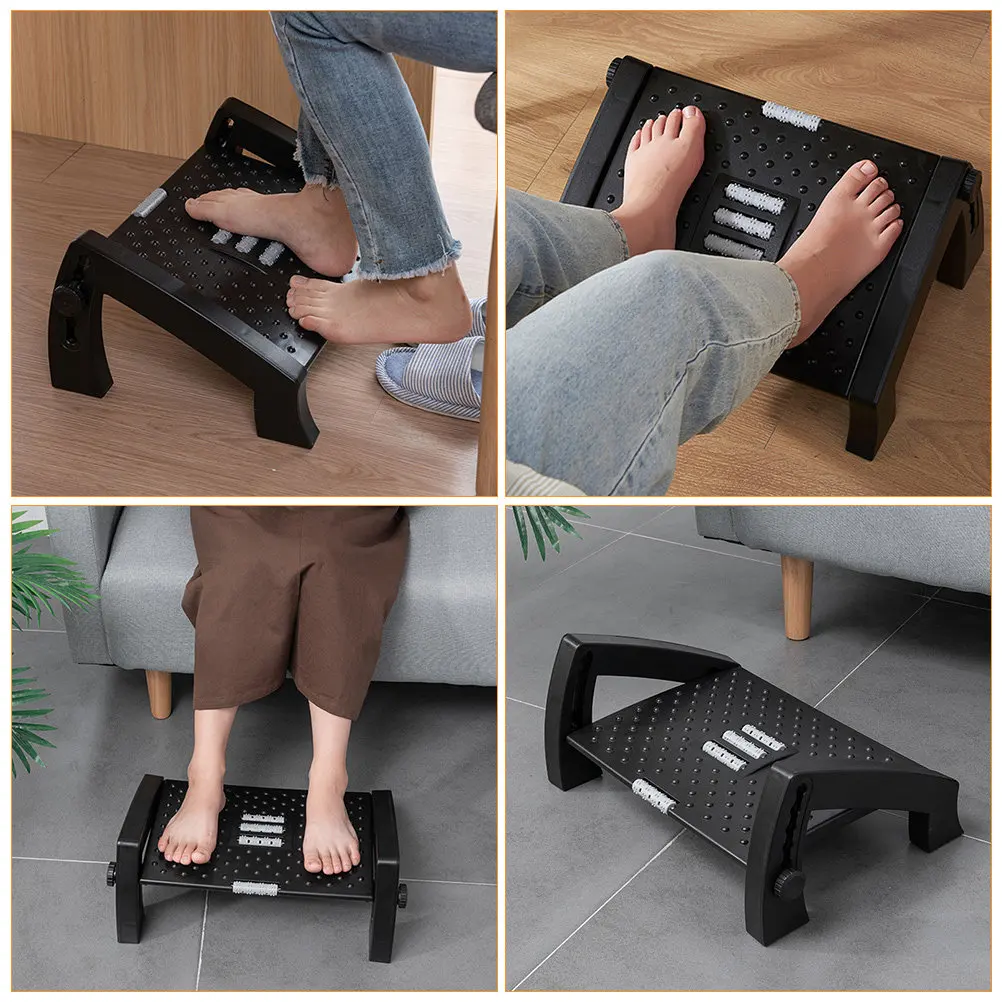 1Pcs Premium Ergonomic Foot Rest Stool for Office Desk Home Use Adjustable Height Non-Slip Base Leg Supporter Under Desk
