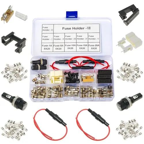 

Fuses & Fuse Holders 5x20mm 250V Assortment Kit, 1A/5A/10A/15A/20A F1AL250V F5AL250V F10AL250V F15AL250V F20AL250V for Electroni