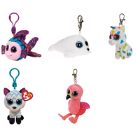 Ty Beanie Boos Goldfish Unicorn Plush Keychain Flamingo Fox Animal Doll