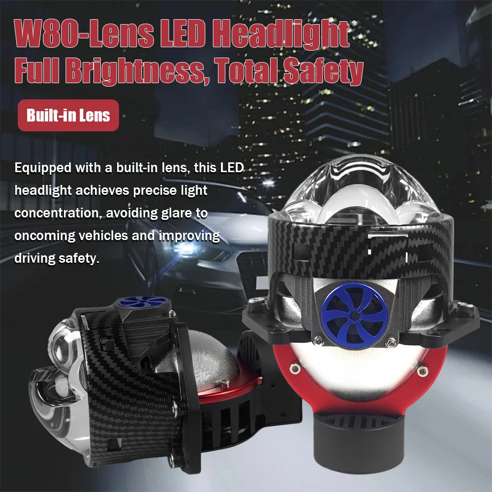 3.0 Inch Bi LED Projector Lens 60000LM High Low Beam H4 H7 HB3 9005 HB4 9006 Universal Car Headlight Retrofit Accessories