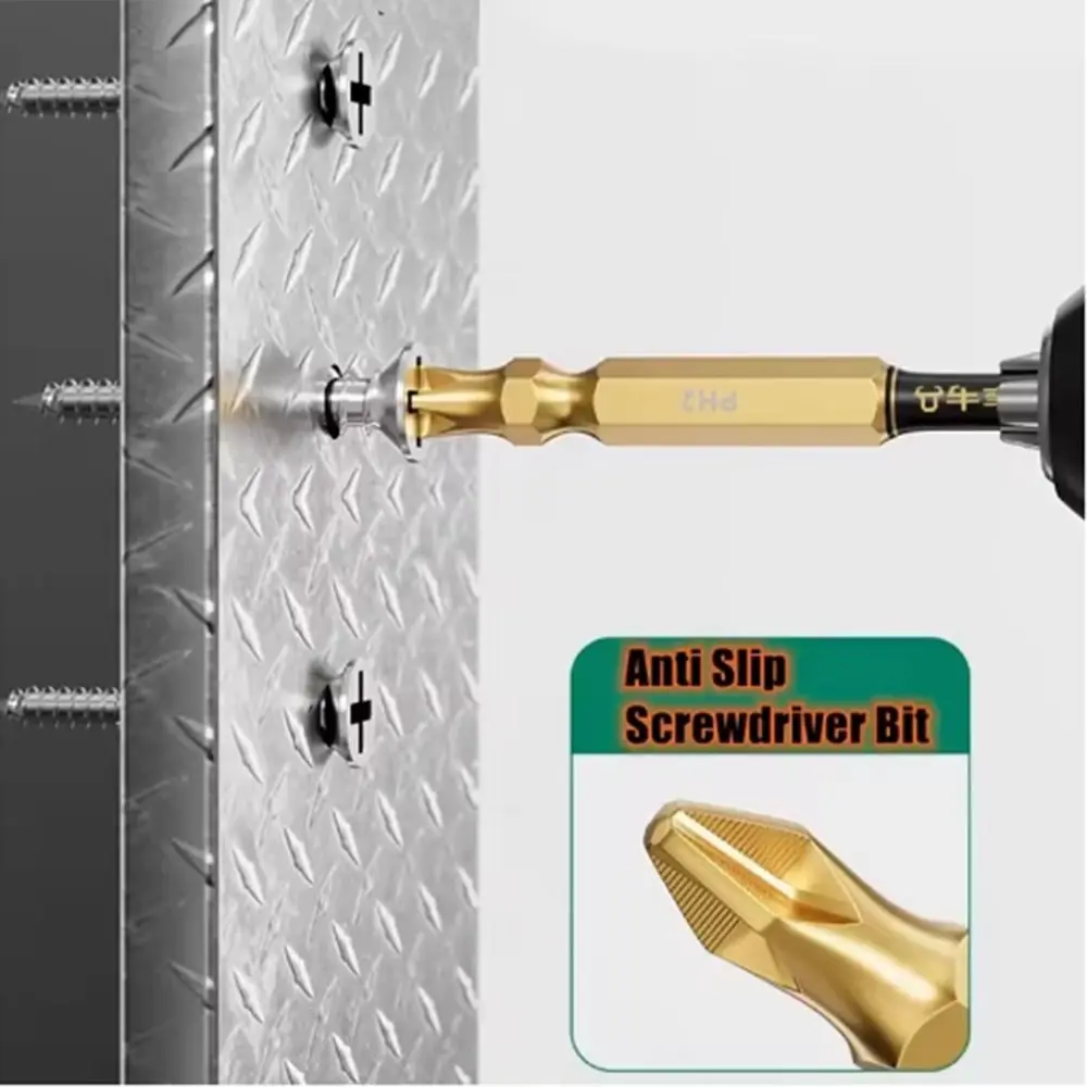 

With Magnetizer Magnetic Batch Head High Hardness Non-slip Cross Head Bit Impact Resistant Rust-proof Electric Screwdriver Bit