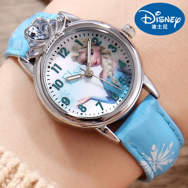 

Disney For Girl Watch Frozen Cartoon Elsa Princess Quartz Wristwatch Crown Waterproof Luminous Teenager Student New Kids Relogio