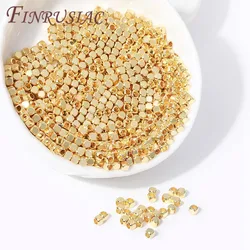 18K Gold Plated Square Spacer Beads DIY Bracelet Necklace Accessories Brass Metal Cube Beads For Jewelry Making Supplies