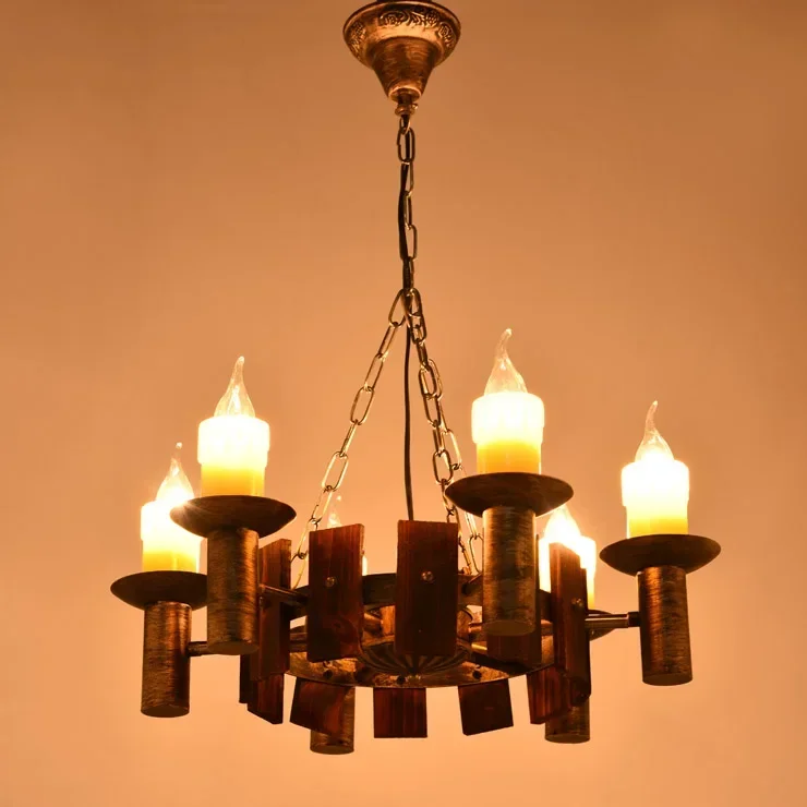 Vintage retro personality wrought iron american village loft antique restaurant chandeliers