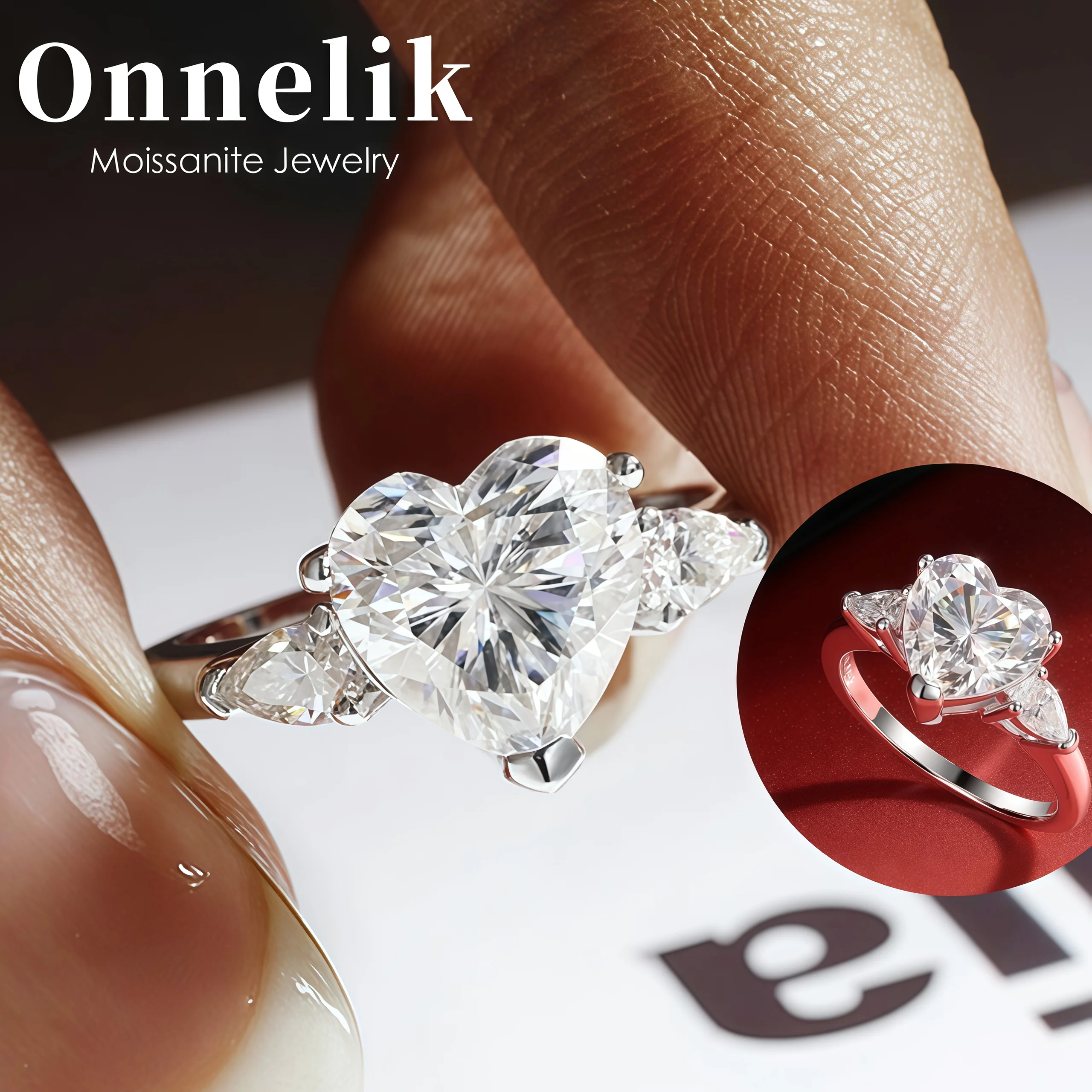 

Onnelik 1CT 2CT 3CT 4CT кольца с муассанитом в форме сердца для женщин, элегантные подарки с бриллиантами для свадебной вечеринки, кольцо из стерлингового серебра S925