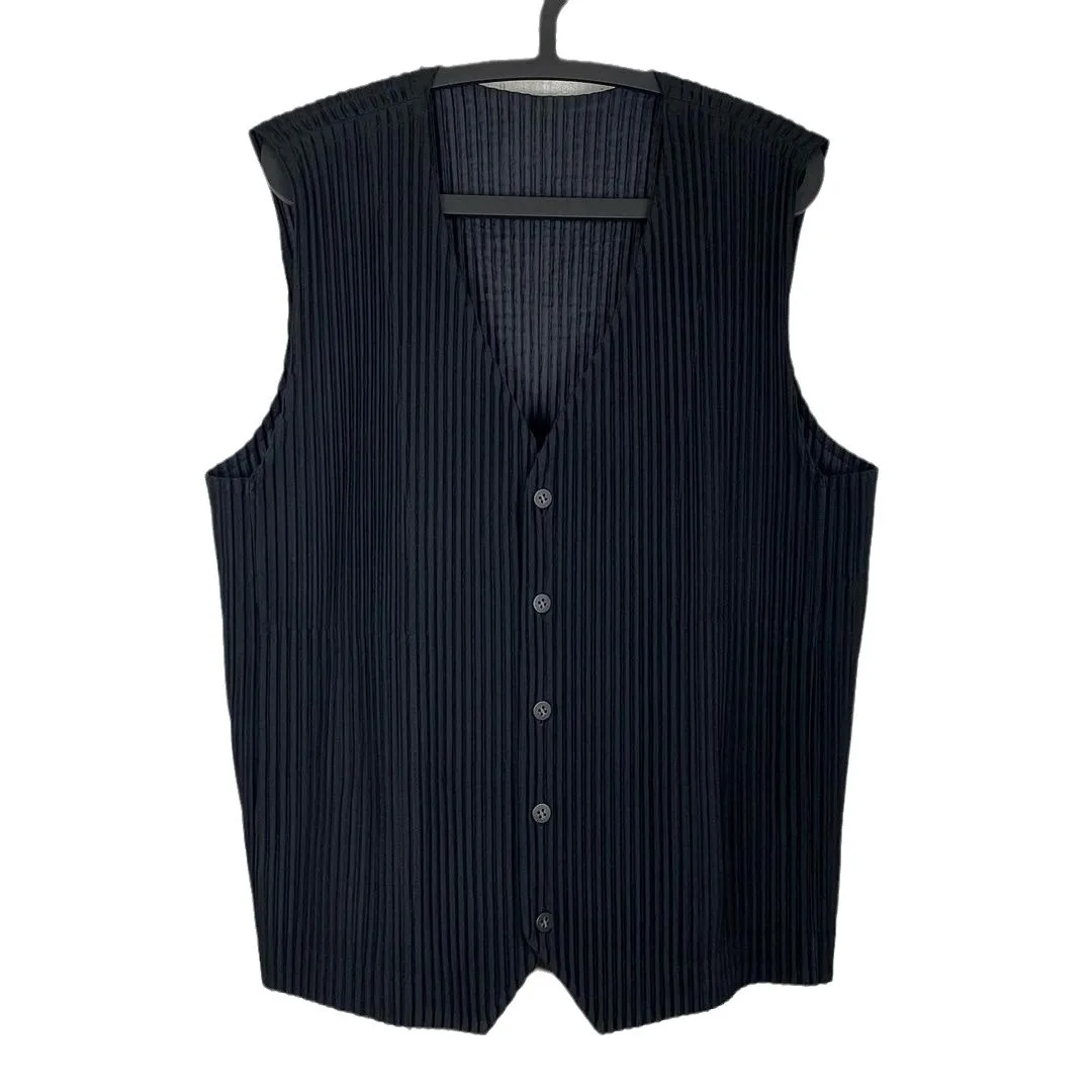 Pleats Pleated Original Vest Men\'s Classic Models 2024 Spring And Summer New Loose Casual Versatile Sleeveless Male Men Clothing