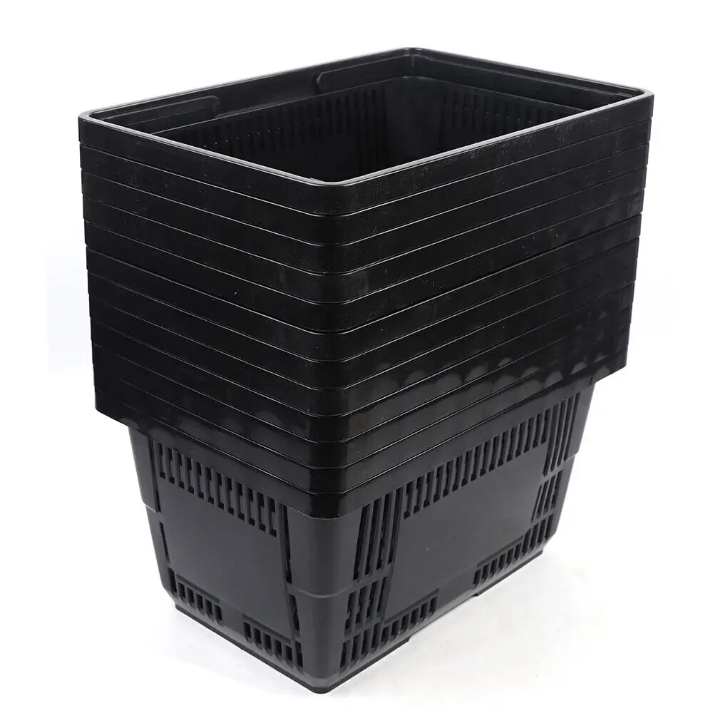 

Convenience Store Retail Tote Basket Black Grocery 12Pcs Plastic Shopping Baskets Store Baskets Large Utility with Handle