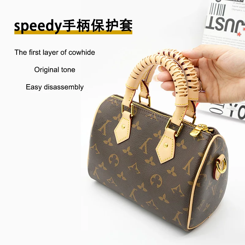 EverToner With plant-tanned Leather Handle Protector Strap Cover for Round Handles for Speedy20 25 30 Bag Accessories