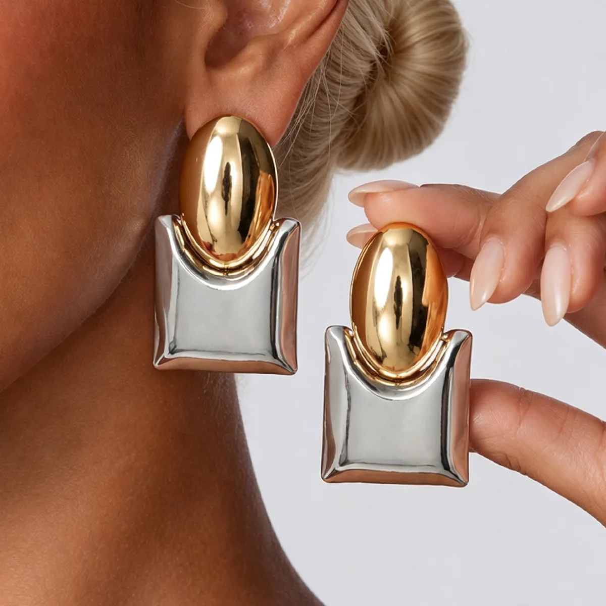 DIEZI Fashion Steampunk Vintage Gold Silver Color Metal Stud Earrings Women Punk Geometric Piercing Earring Jewelry Accessories