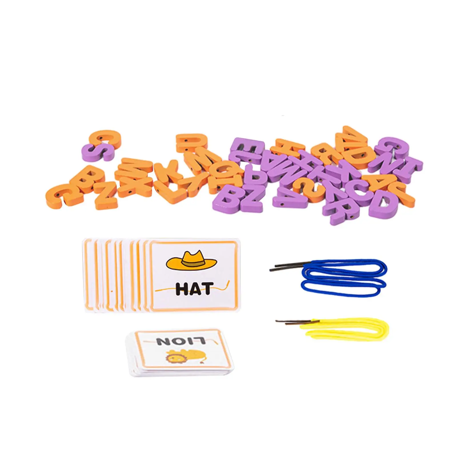 Alphabet Lacing Beads Montessori Wooden Lacing Beads Toys for
