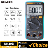 RICHMETERS RM102 True RMS Multifunctional LCD Digital Multimeter DMM DC AC Voltage Current Resistance Diode Capacitance
