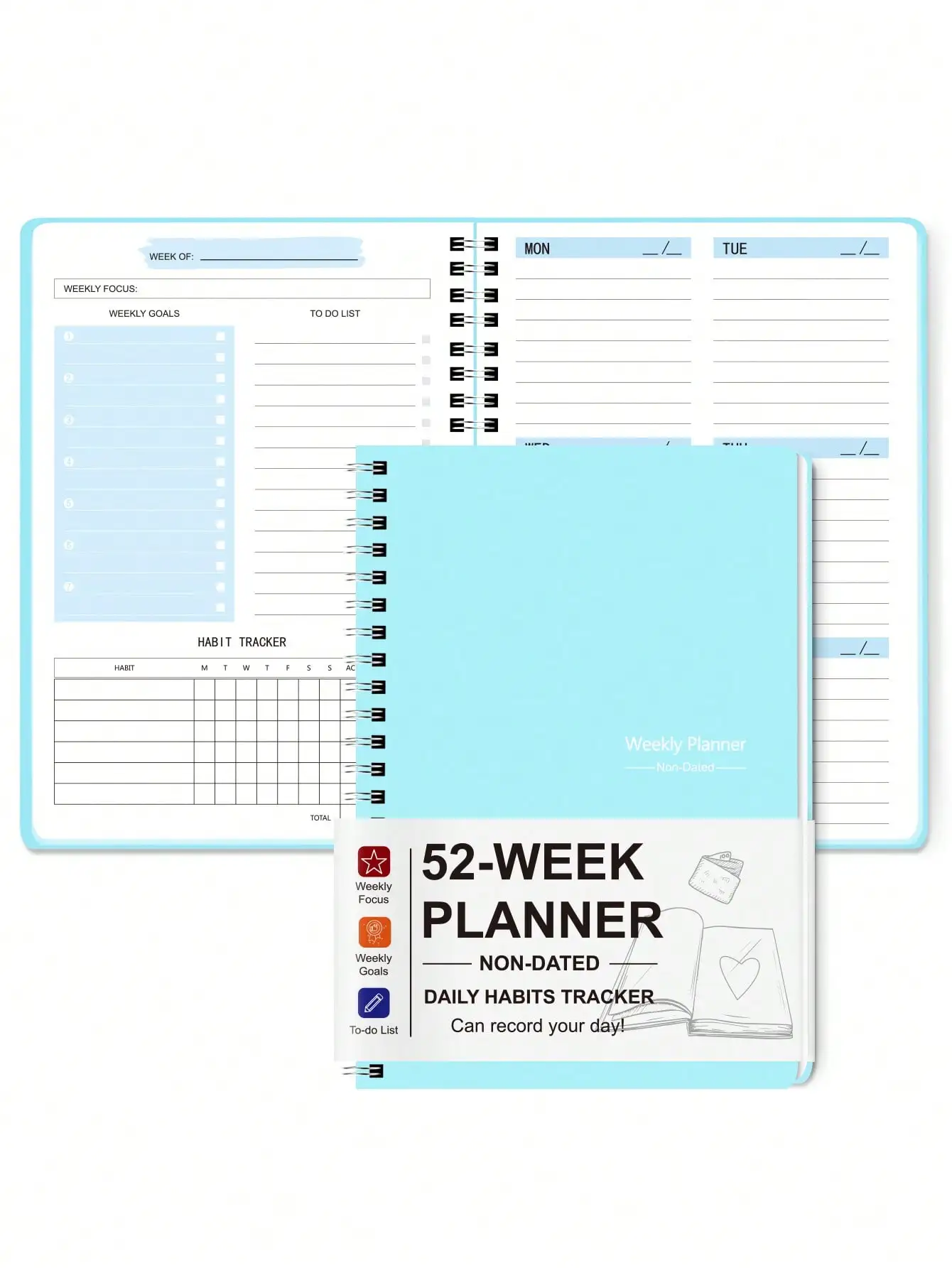 An 8.3 X 5.5-Inch, Undated Daily Weekly Planner, Can Be Used to Plan the Agenda, Record Daily Plans to Achieve Future Goals