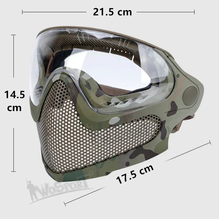 Airsoft Steel Mesh Mask Full Face with Anti-Fog Goggles Matching FAST Helmet for Shooting Wargame Paintball CS Airsoft Equipment