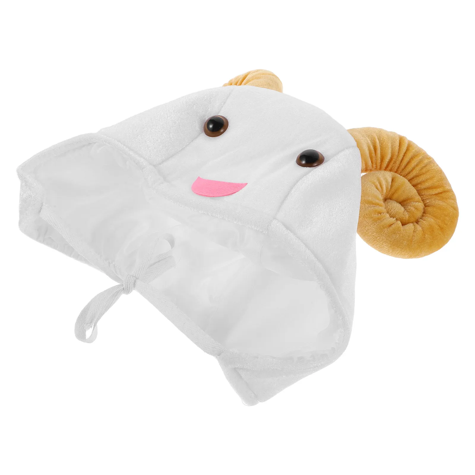 Gorro de Cordeiro Fofo com Orelhas de Animal, Touca de Inverno de Lã Macia, Acessório de Fantasia de Ovelha Adulto para Carnaval, Festa e Adereços de Cabine de Fotos