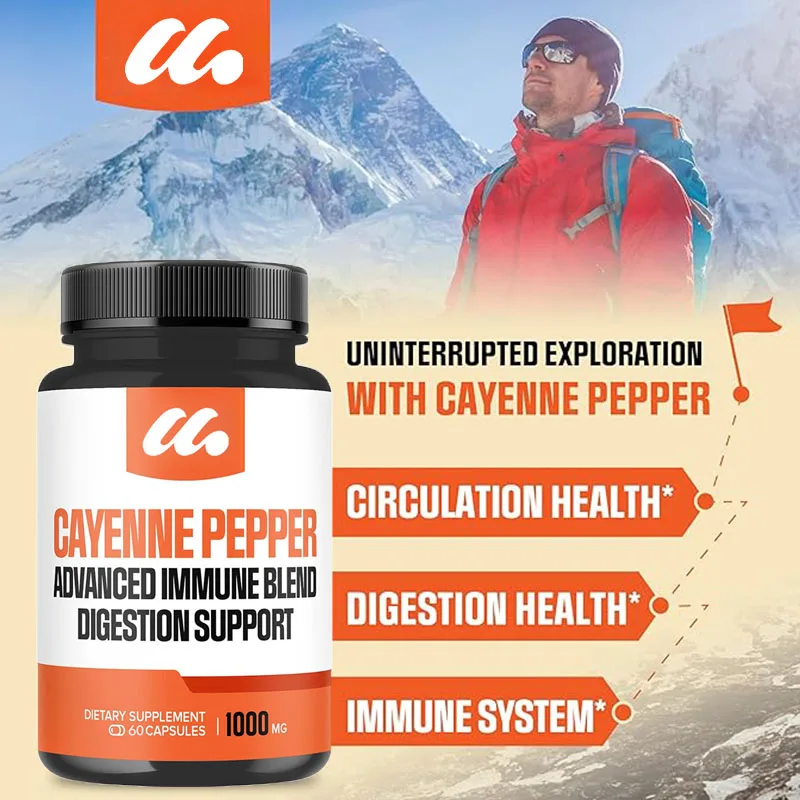 Cayenne Pepper Capsules with Elderberry, Echinacea, Berberine HCI & More -Healthy Heart & Immune System - 60 Veggie Capsules