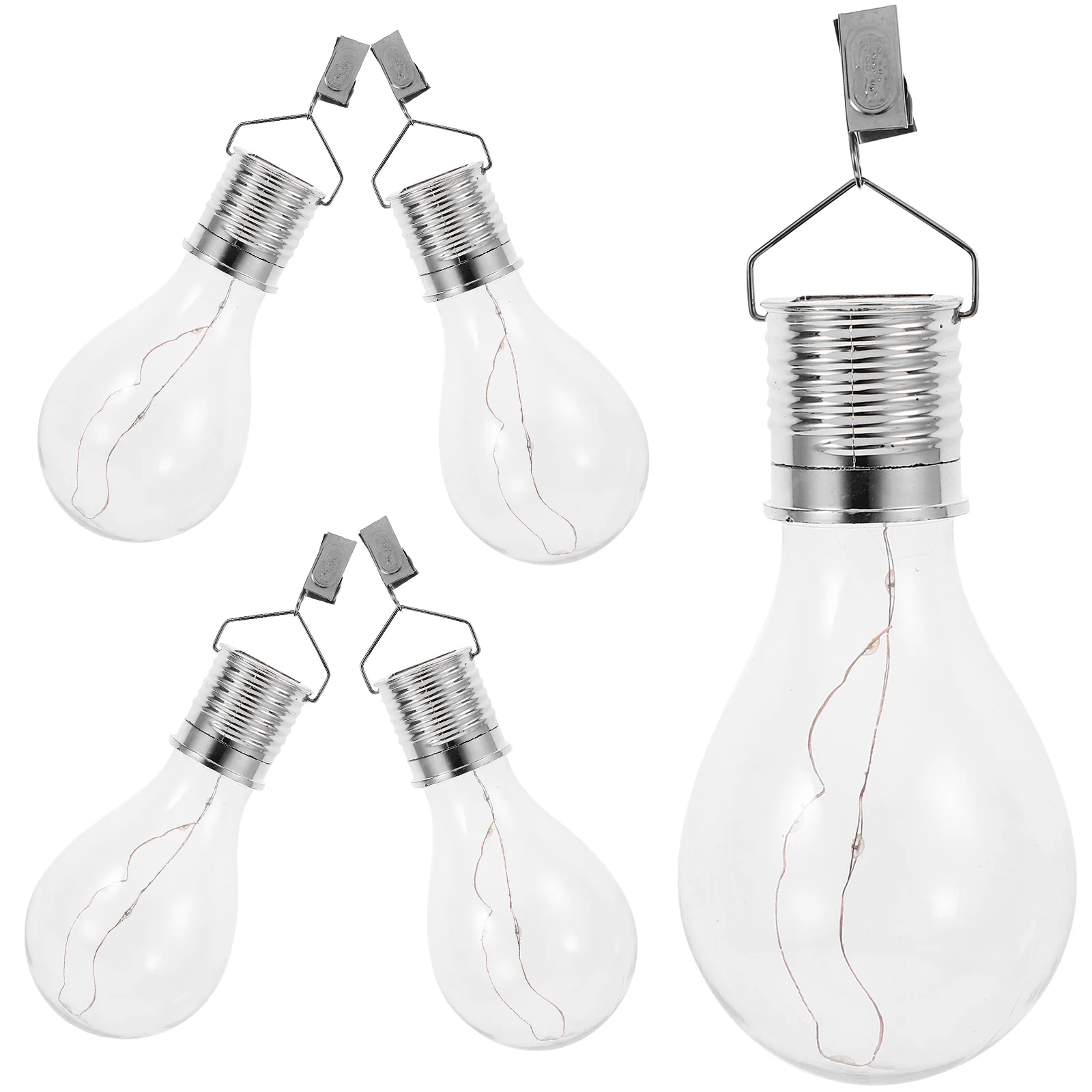

5 Pcs Solar Light Bulb Transparent Warm White Yard Lamp Outdoor Hanging Bulbs Full Solar Powered LED Garden Home Decor