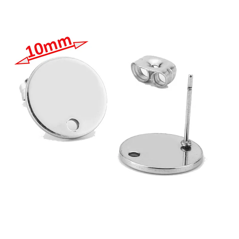 10 Stuks Roestvrij Staal Goud Zilver Ronde Schijf Oorbel Post W Loop Gehamerde Plaat Oorbellen Basis Voor Hypo-Allergene Oorbel Maken