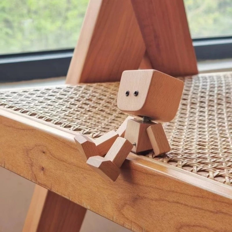 DIY Shake Legs Wooden Figure with Magnetic Head Solid Wood Car Air Outlet Ornament Creative Expression Decor Gift