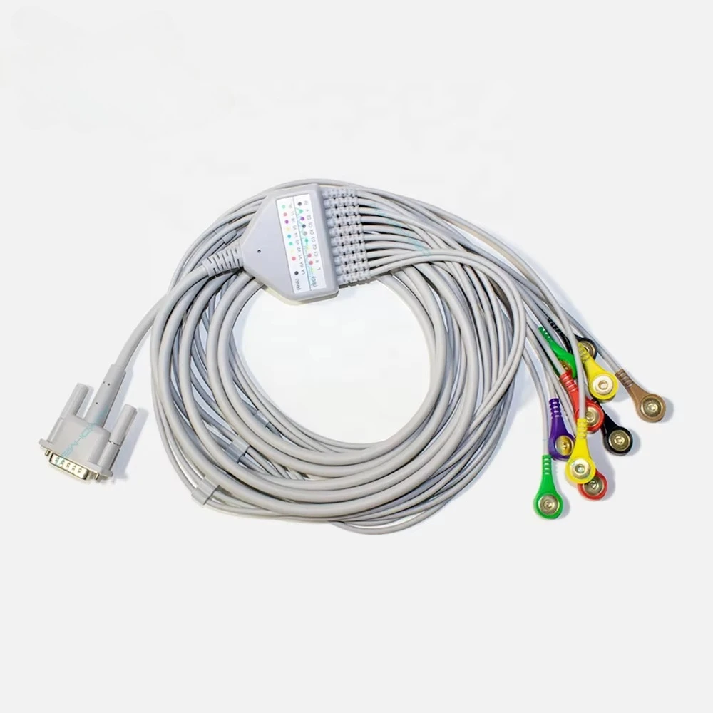 15 Pins 10 Lead Snap ECG Trunk Cable Medical Compatible Monitors Cable