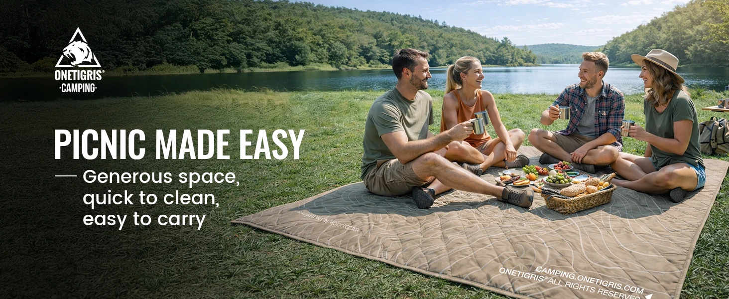 OneTigris Picknick-Campingmatte Ultraleicht für 3 Personen Faltbare Reisedecke Feuchtigkeitsbeständig Geeignet für Kies, Gras, Strand und Boden – Detail 1