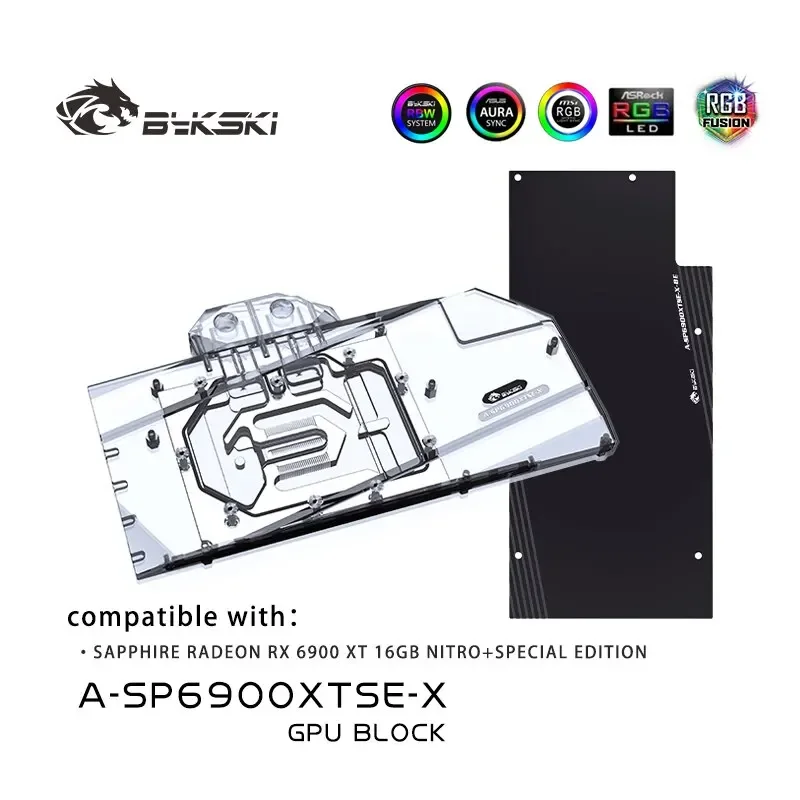 Bykski GPU bloque de agua para Sapphire Radeon RX6900XT NITRO + enfriador GPU de edición especial, con placa trasera bloque VGA A-SP6900XTSE-X