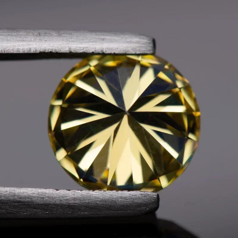 

Moissanite Stone Lemon Yellow Colour Round Cut VVS1 with GRA Certificate Gemstone Charms Beads for jewel making