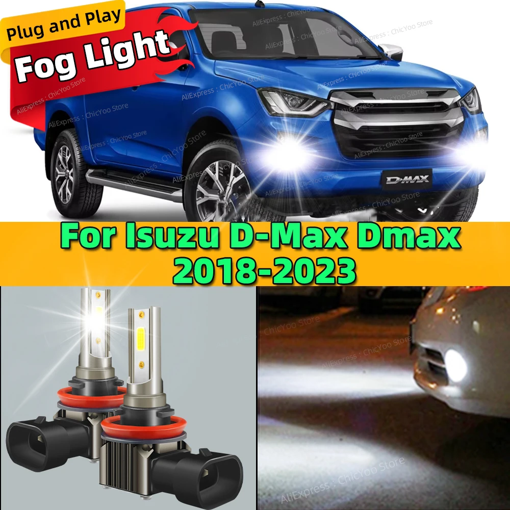 2Pcs LED Fog Lamp Bulbs Front Fog Light Accessories Canbus 6000K For Isuzu D-Max Dmax 2018 2019 2020 2021 2022 2023