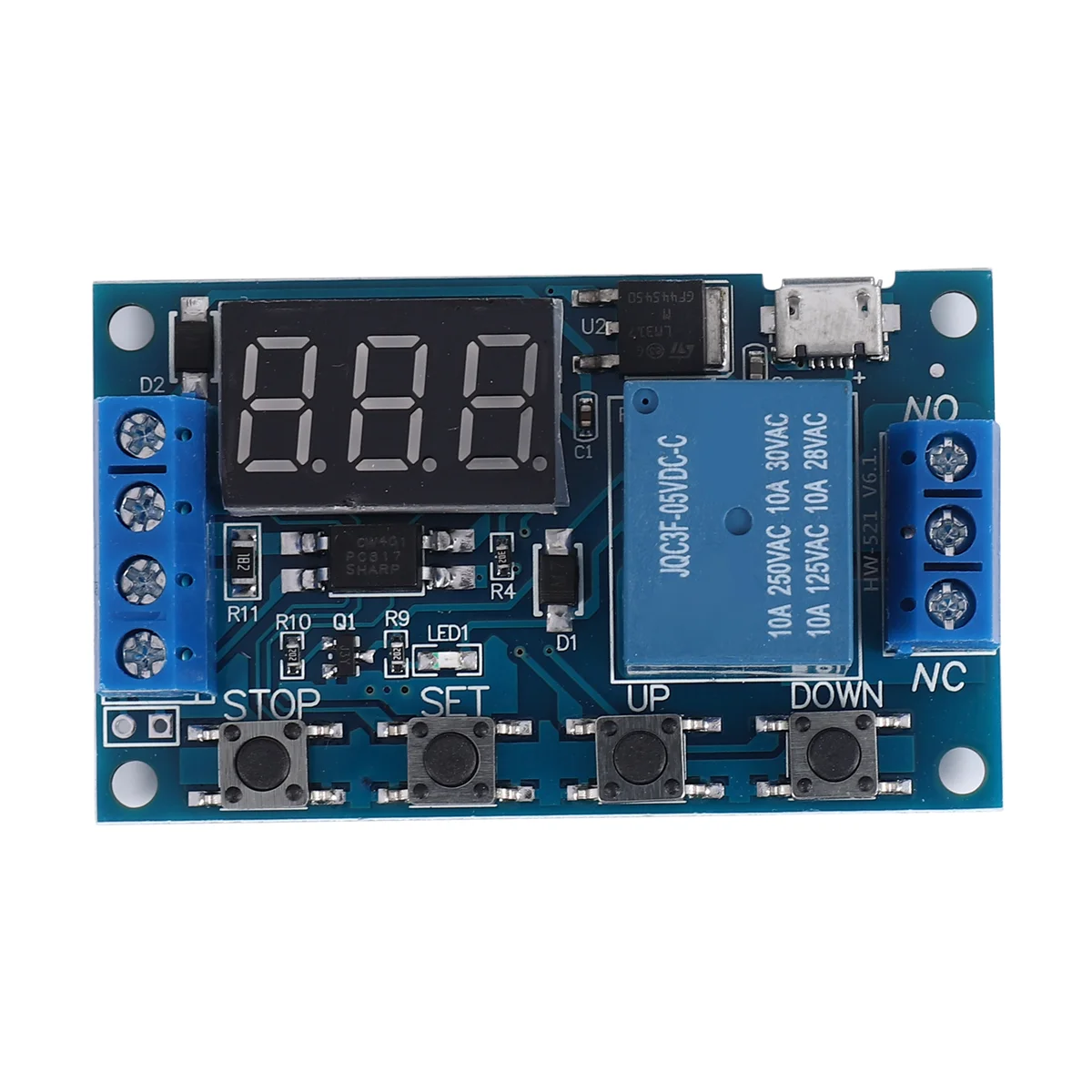 HW-521 Digital Time Delay 1 Way Relay Trigger Cycle Timer Delay Switch Circuit Board Timing Control Module