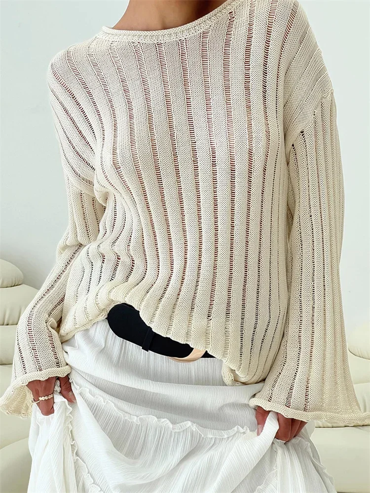 GuliriFei  Women Ribbed Sweaters Loose Casual Solid Color Winter Warm Long Sleeve Basic Pullovers Knitwear for Autumn Streetwear