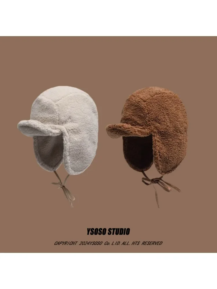 AliExpress CALURIRI Autumn Winter Warm Couple Plush Bomber Cap Neutral Ear Protection Cycling Lamb Wool Lei Feng Hat Female Face Small Bag Hat